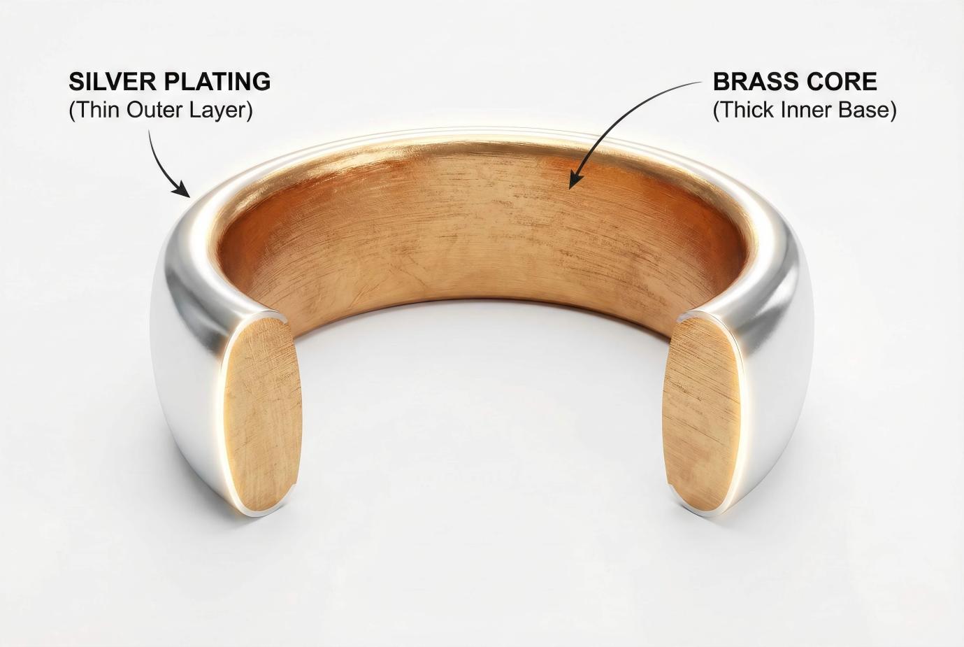 structure of silver plated jewelry cross section